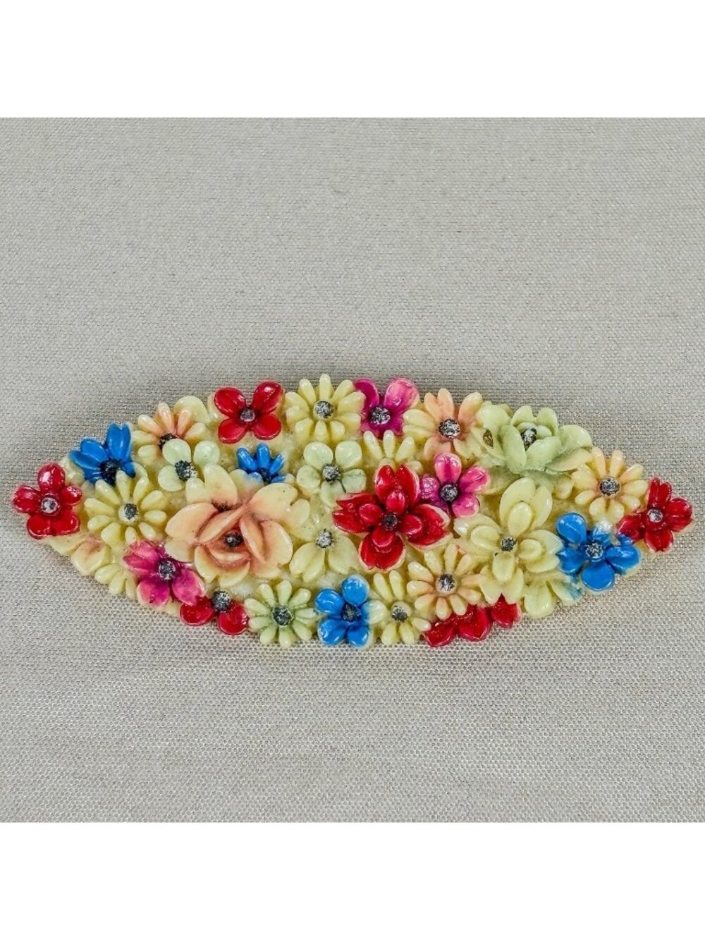 VTG Bakelite Multicolor Flower Rose Brooch Pin Japan Vintage Floral Jewelry C78